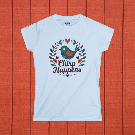 Chirp Happens Bird Folk Art Shirt