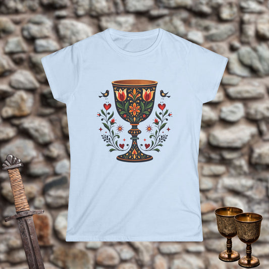 Floral Goblet Women's Softstyle Tee | Bohemian Shirt, Festival Wear, Gift for Art Lovers, Vintage-Inspired Top, Nature Theme Clothing