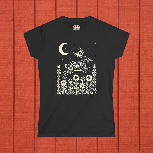 Hare Under the Moon Polish Folk Art T-Shirt