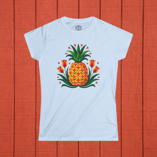 Pineapple Folk Art Women's Softstyle Tee