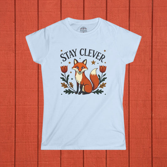 Stay Clever Fox Folk Art Women's Softstyle Tee