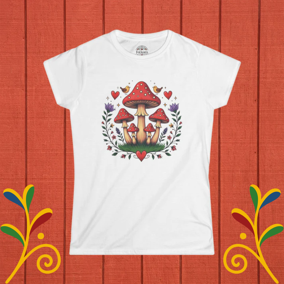 Fairycore Mushroom Folk Art Women's Softstyle Tee