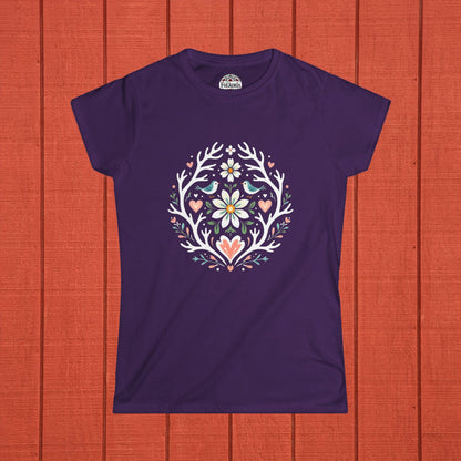 Whimsical Alpine Folk Mandala Folk Art T-Shirt