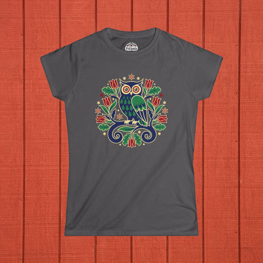Owl Folk Art Women's Softstyle Tee
