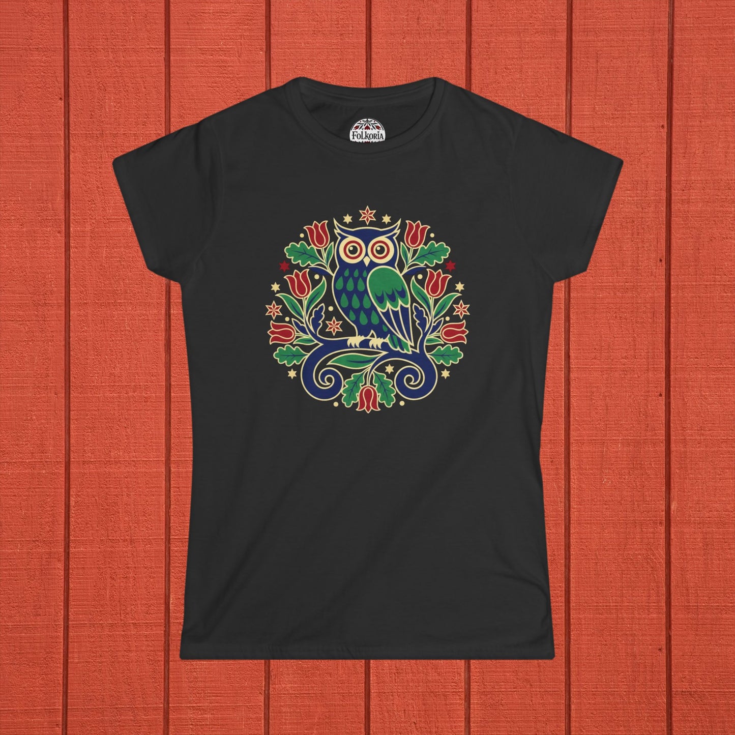 Owl Folk Art Women's Softstyle Tee