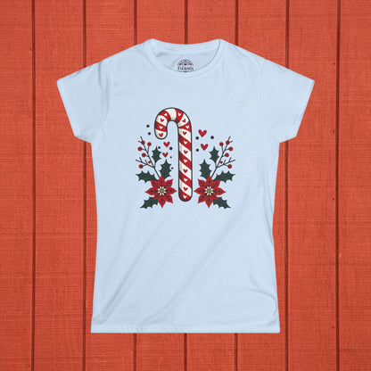 Candy Cane Folk Art Women's Softstyle Tee