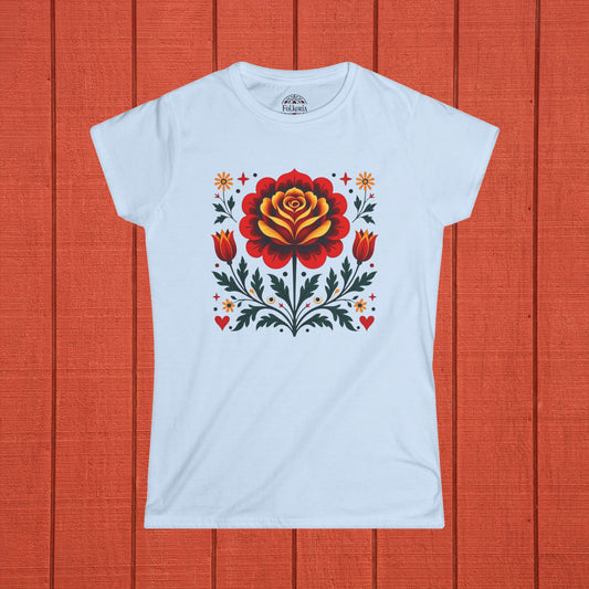 Rose Folk Art Women's Softstyle Tee