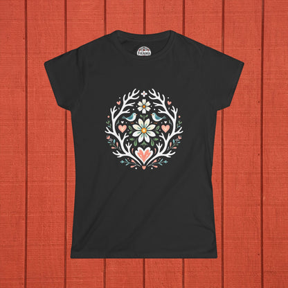 Whimsical Alpine Folk Mandala Folk Art T-Shirt