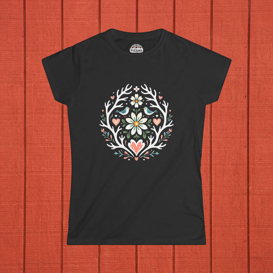 Whimsical Alpine Folk Mandala Folk Art T-Shirt