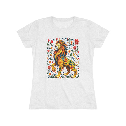 Colorful Lion Women's Triblend Tee | Nature Lover Shirt, Animal Print T-Shirt, Bohemian Style Top, Gift for Her, Festival Outfit
