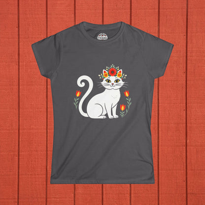White Cat Folk Art Women's Softstyle Tee