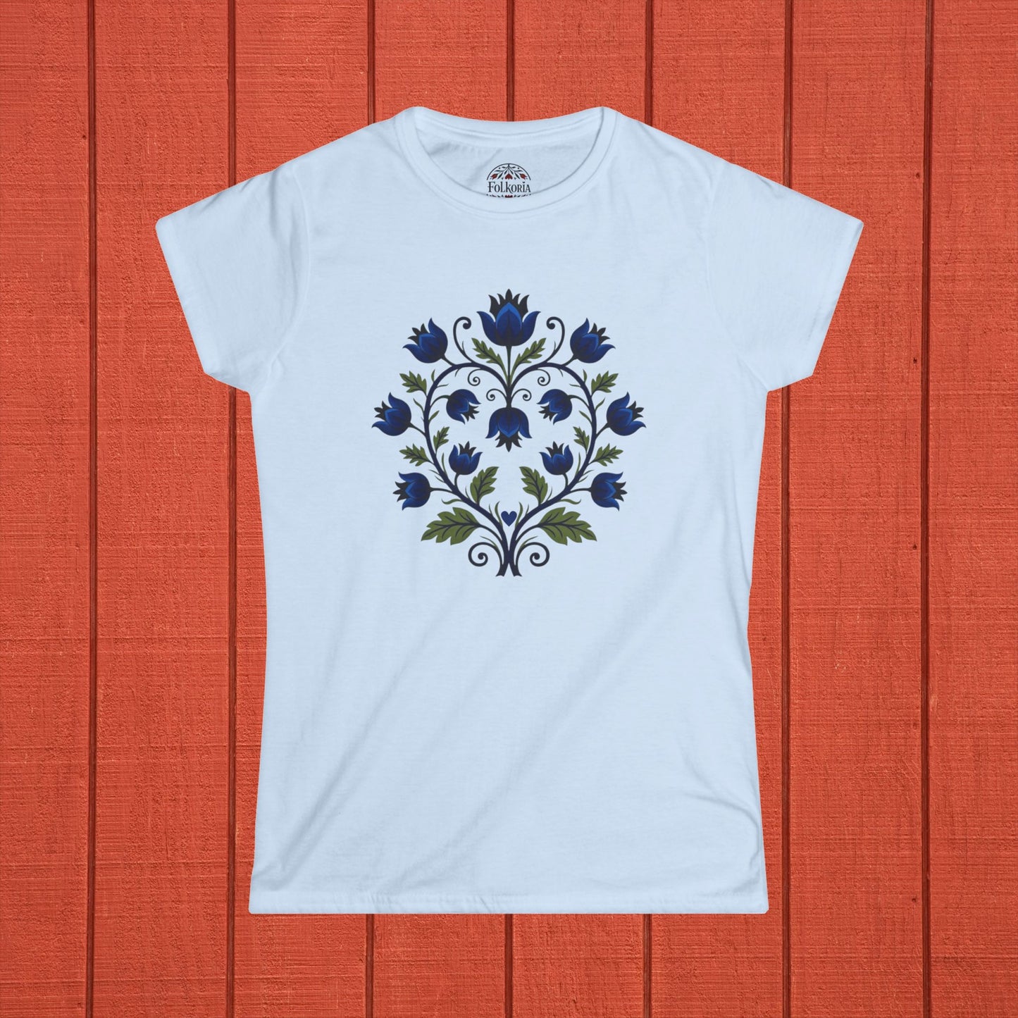 Blueberry Vine Folk Art Women's Softstyle Tee
