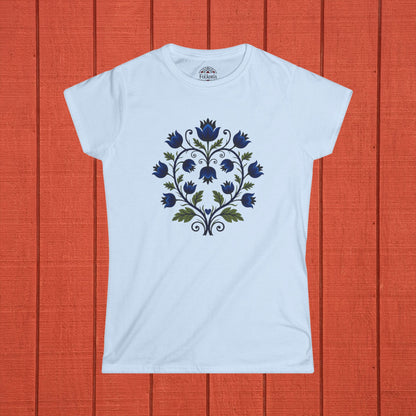 Blueberry Vine Folk Art Women's Softstyle Tee