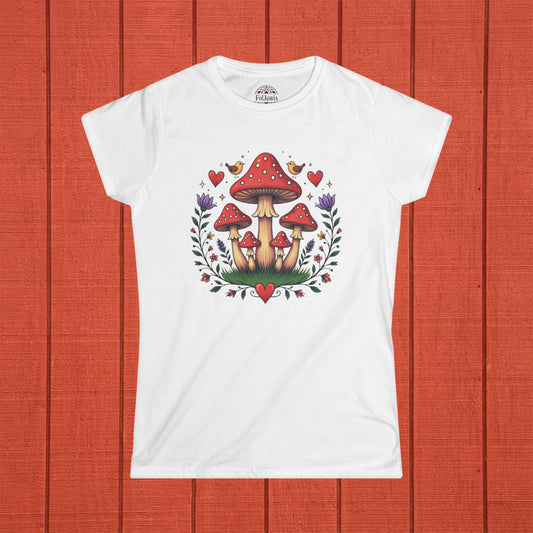 Fairycore Mushroom Folk Art Women's Softstyle Tee