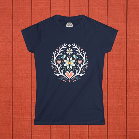 Whimsical Alpine Folk Mandala Folk Art T-Shirt