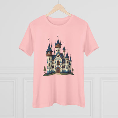 Whimsical Castle Women's Cotton Tee | Fairy Tale T-Shirt, Fantasy Top, Casual Wear, Gift for Dreamers, Birthday Surprise