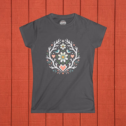 Whimsical Alpine Folk Mandala Folk Art T-Shirt