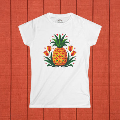 Pineapple Folk Art Women's Softstyle Tee
