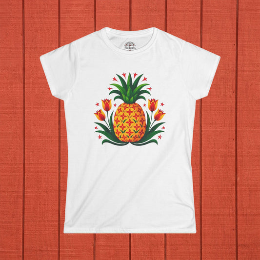 Pineapple Folk Art Women's Softstyle Tee