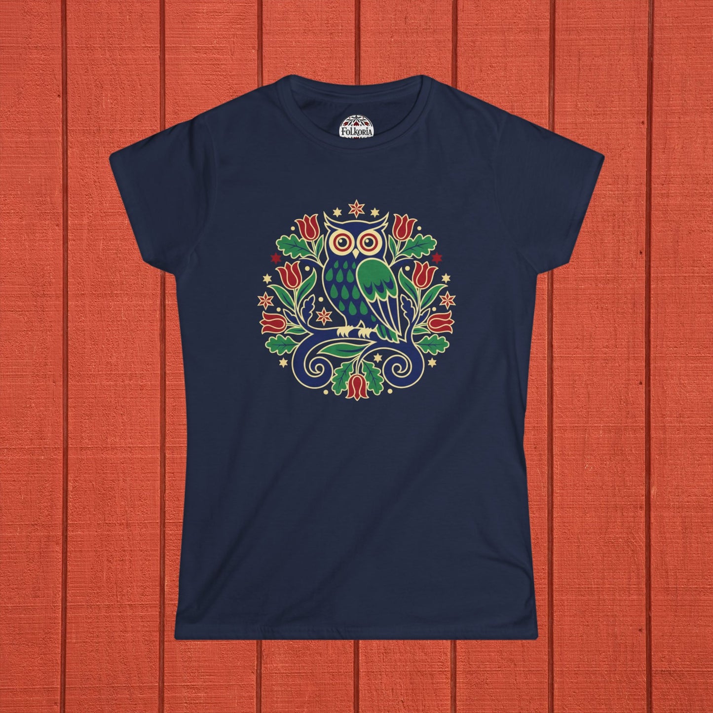 Owl Folk Art Women's Softstyle Tee