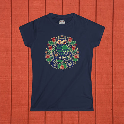 Owl Folk Art Women's Softstyle Tee