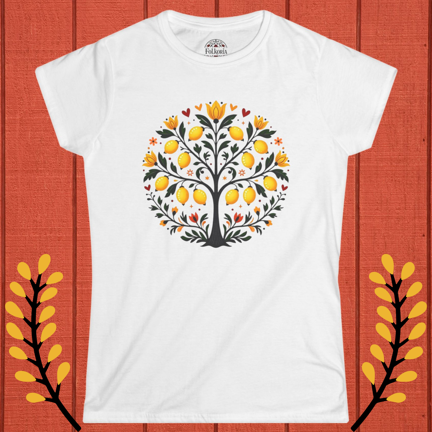 Lemon Tree Folk Art Women's Softstyle Tee