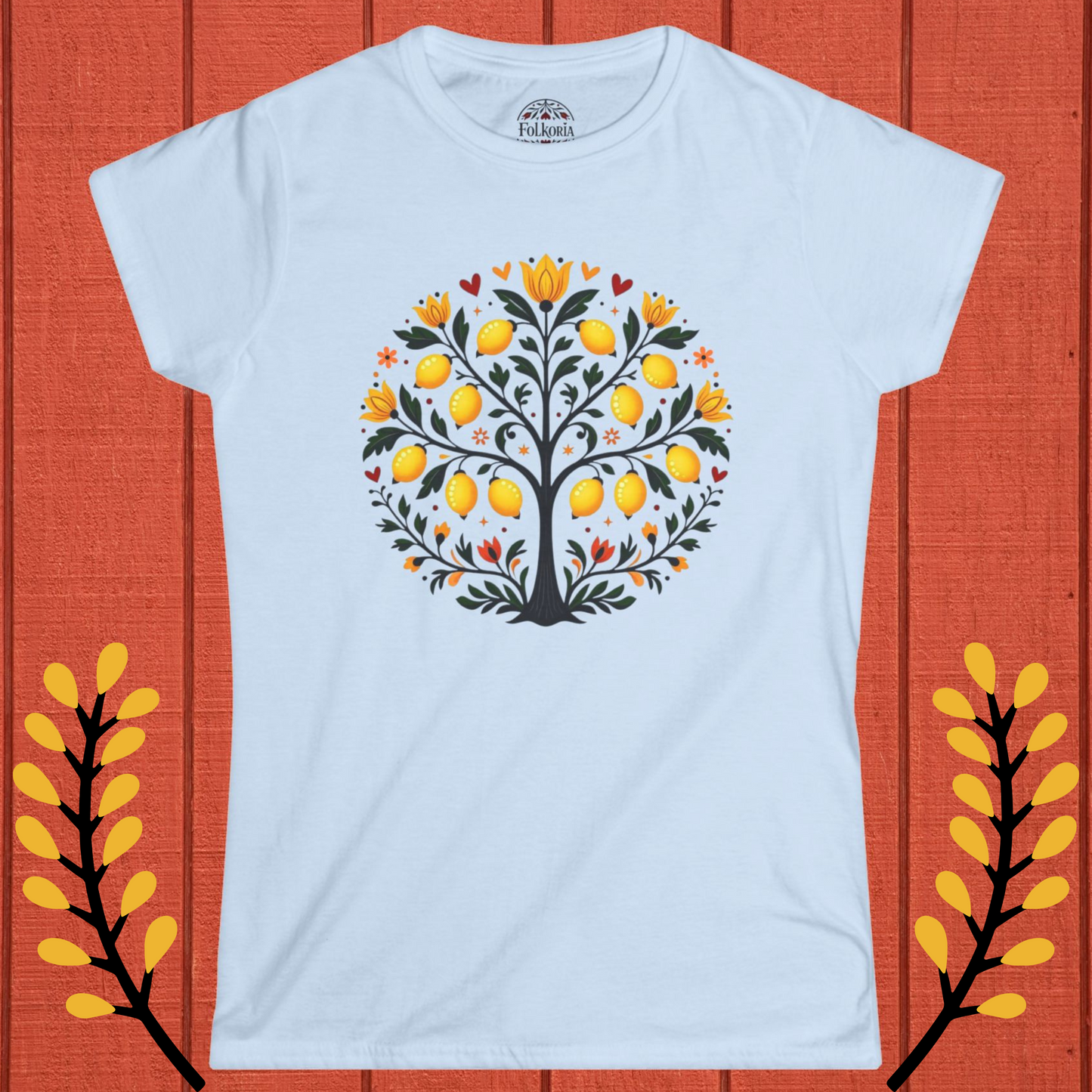 Lemon Tree Folk Art Women's Softstyle Tee