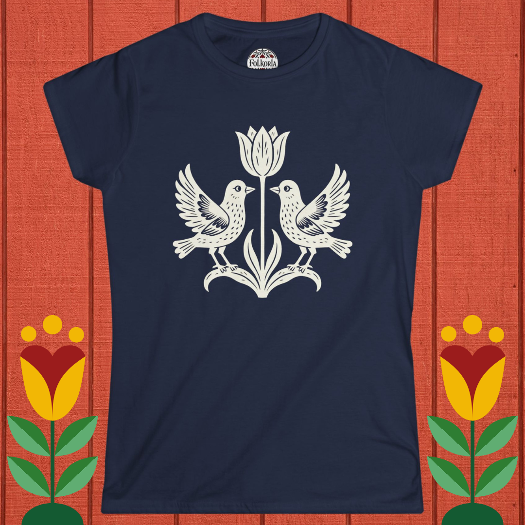 Distelfink Linocut Folk Art T-Shirt