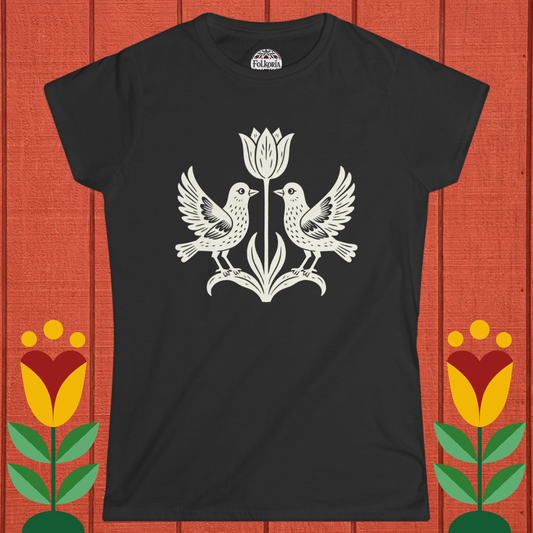 Distelfink Linocut Folk Art T-Shirt