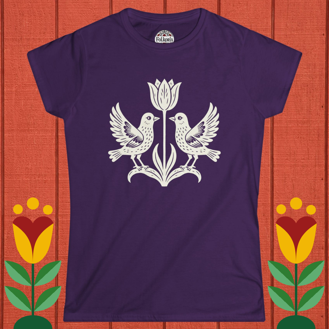 Distelfink Linocut Folk Art T-Shirt