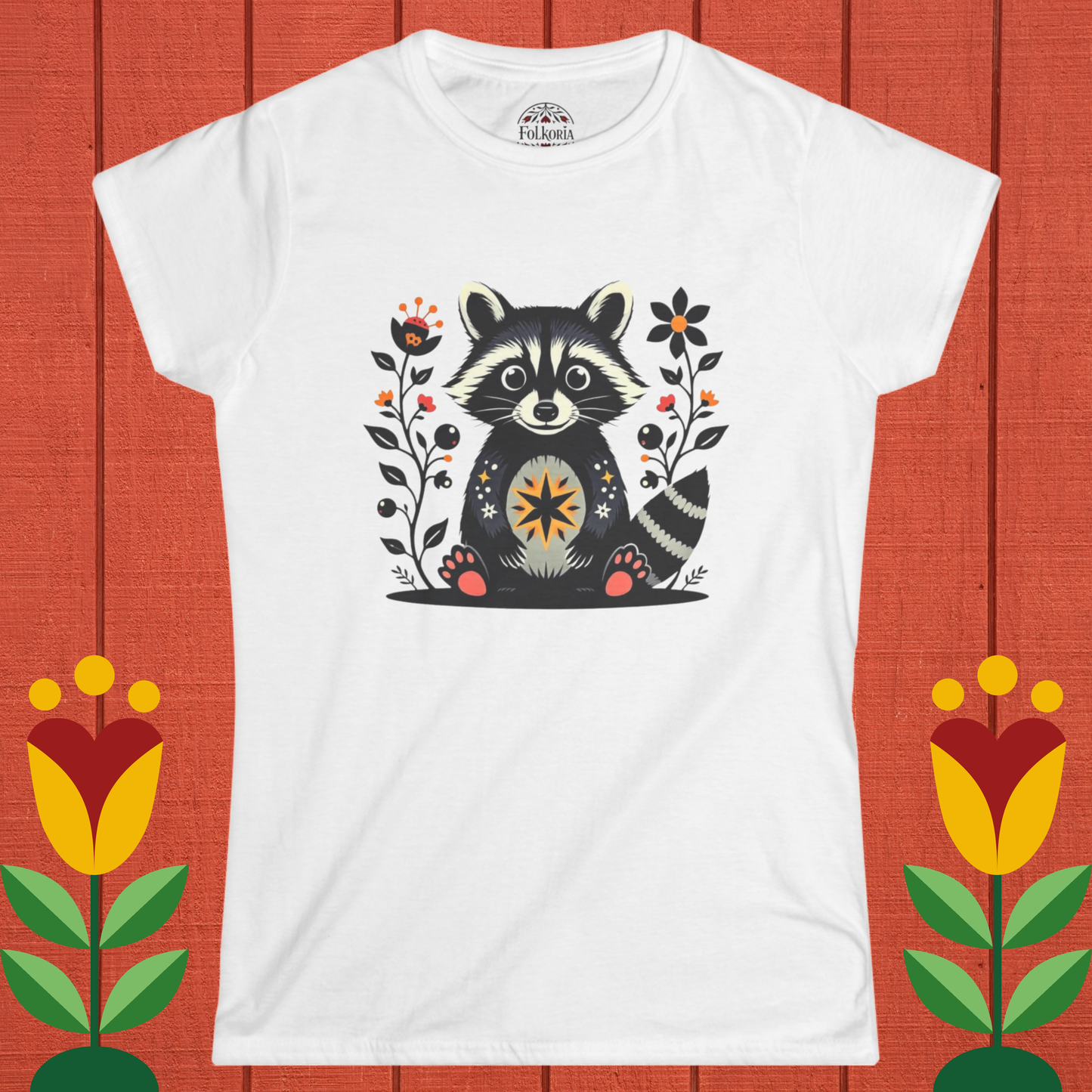 Whimsical Raccoon Folk Art Shirt