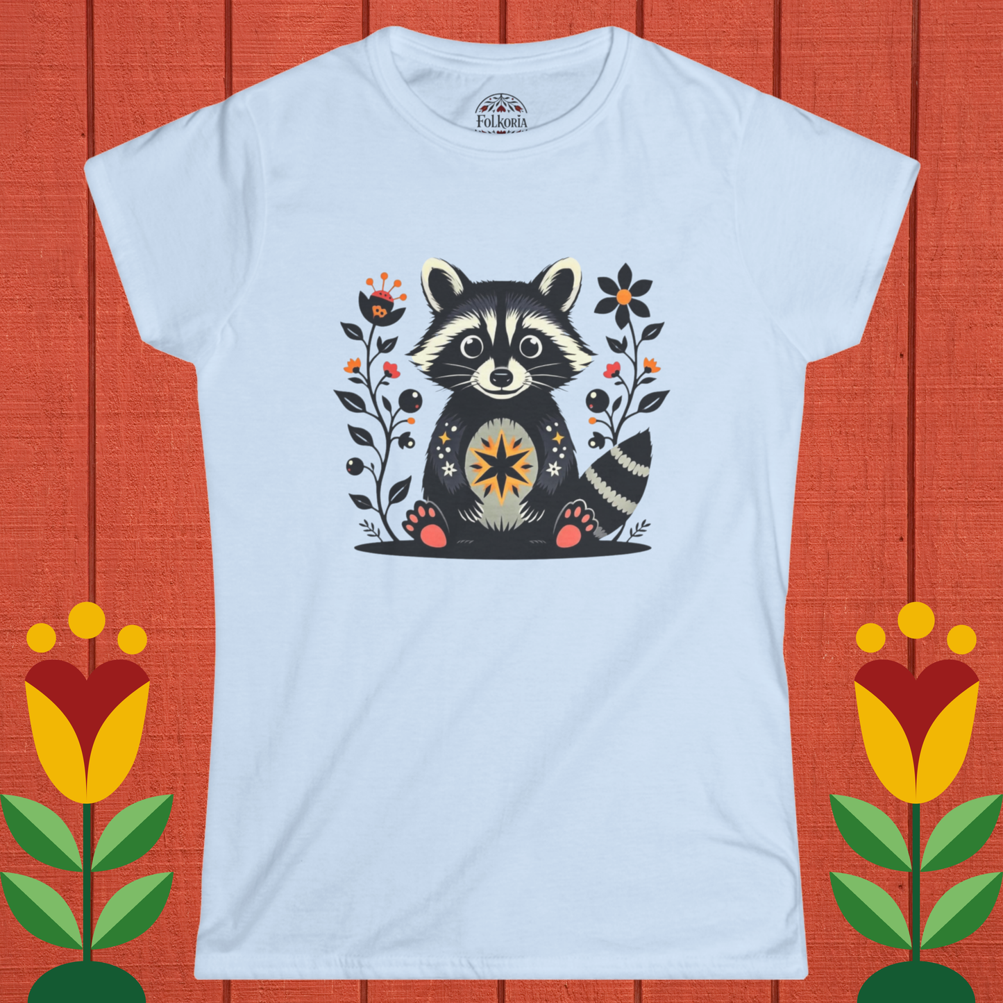 Whimsical Raccoon Folk Art Shirt