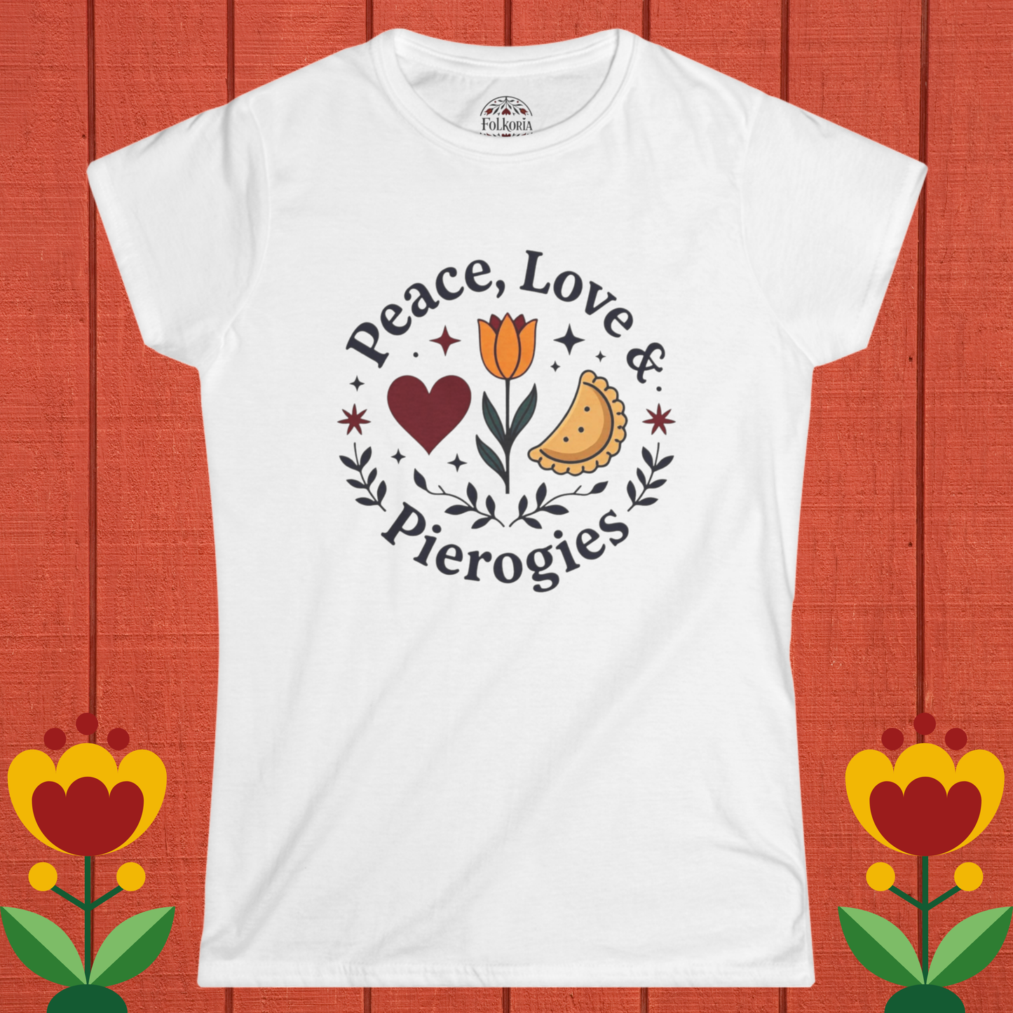 Peace, Love, & Perogies Folk Art Shirt