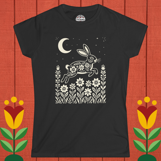 Hare Under the Moon Polish Folk Art T-Shirt