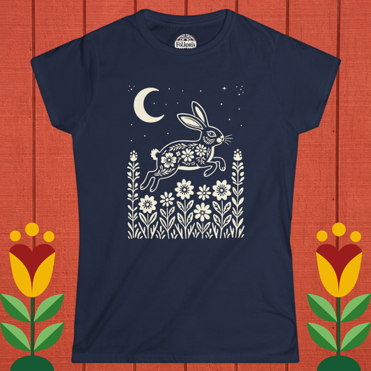 Hare Under the Moon Polish Folk Art T-Shirt