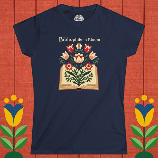 Bibliophile in Bloom Folk Art T-Shirt