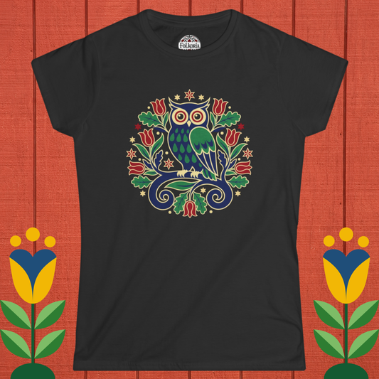 Owl Folk Art Women's Softstyle Tee