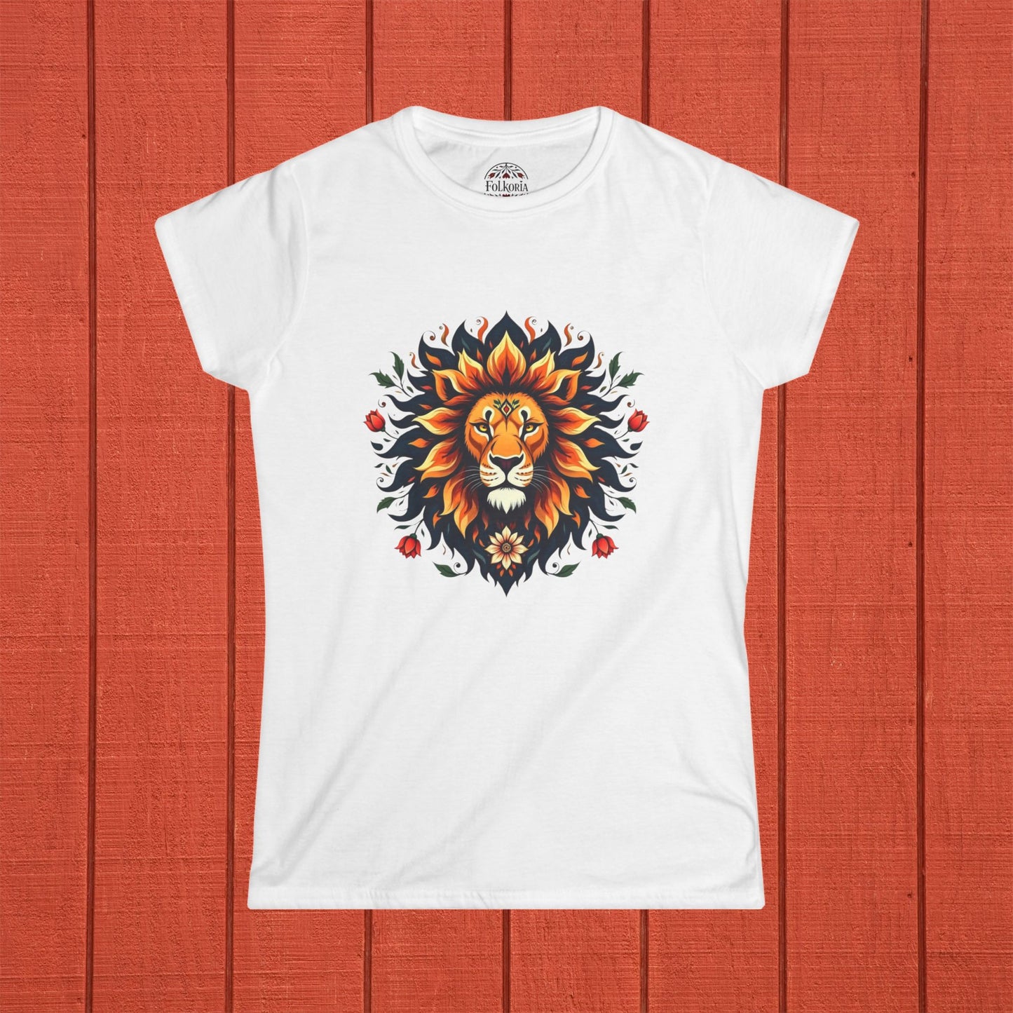 Majestic Lion with Folk Sunburst Crown Folk Art Shirt