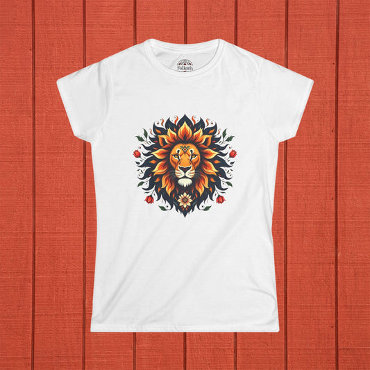 Majestic Lion with Folk Sunburst Crown Folk Art Shirt