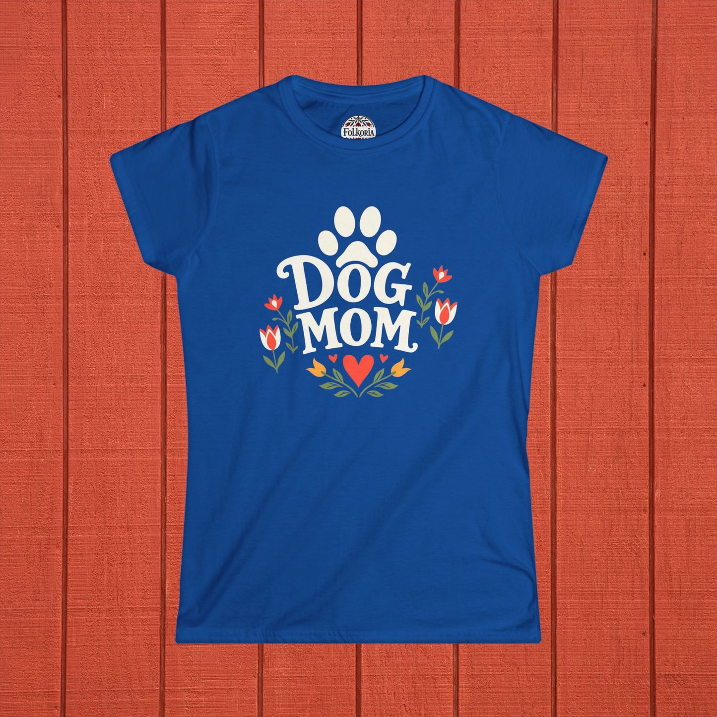 Dog Mom Folk Art Women's Softstyle Tee
