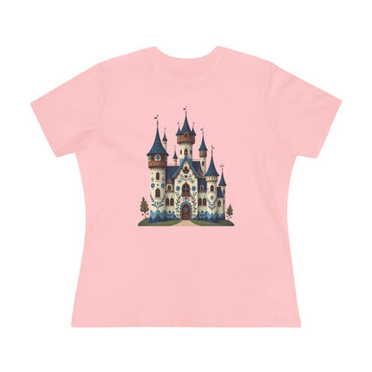 Whimsical Castle Women's Cotton Tee | Fairy Tale T-Shirt, Fantasy Top, Casual Wear, Gift for Dreamers, Birthday Surprise