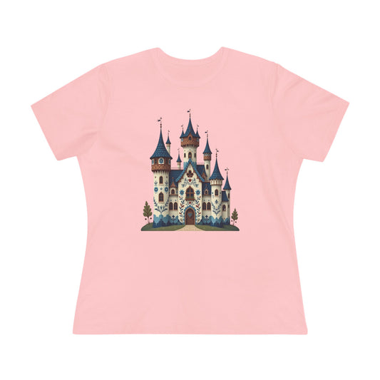Whimsical Castle Women's Cotton Tee | Fairy Tale T-Shirt, Fantasy Top, Casual Wear, Gift for Dreamers, Birthday Surprise