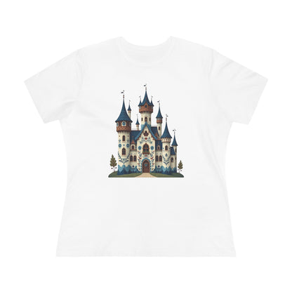 Whimsical Castle Women's Cotton Tee | Fairy Tale T-Shirt, Fantasy Top, Casual Wear, Gift for Dreamers, Birthday Surprise