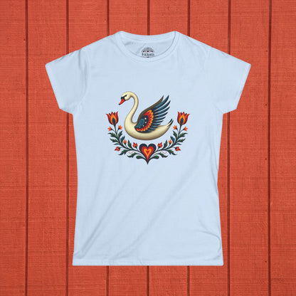 Swan Folk Art Women's Softstyle Tee