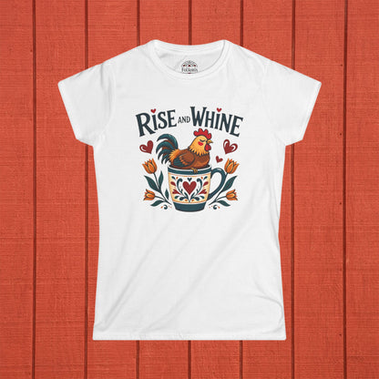 Rise and Whine Coffee Rooster Folk Art Shirt
