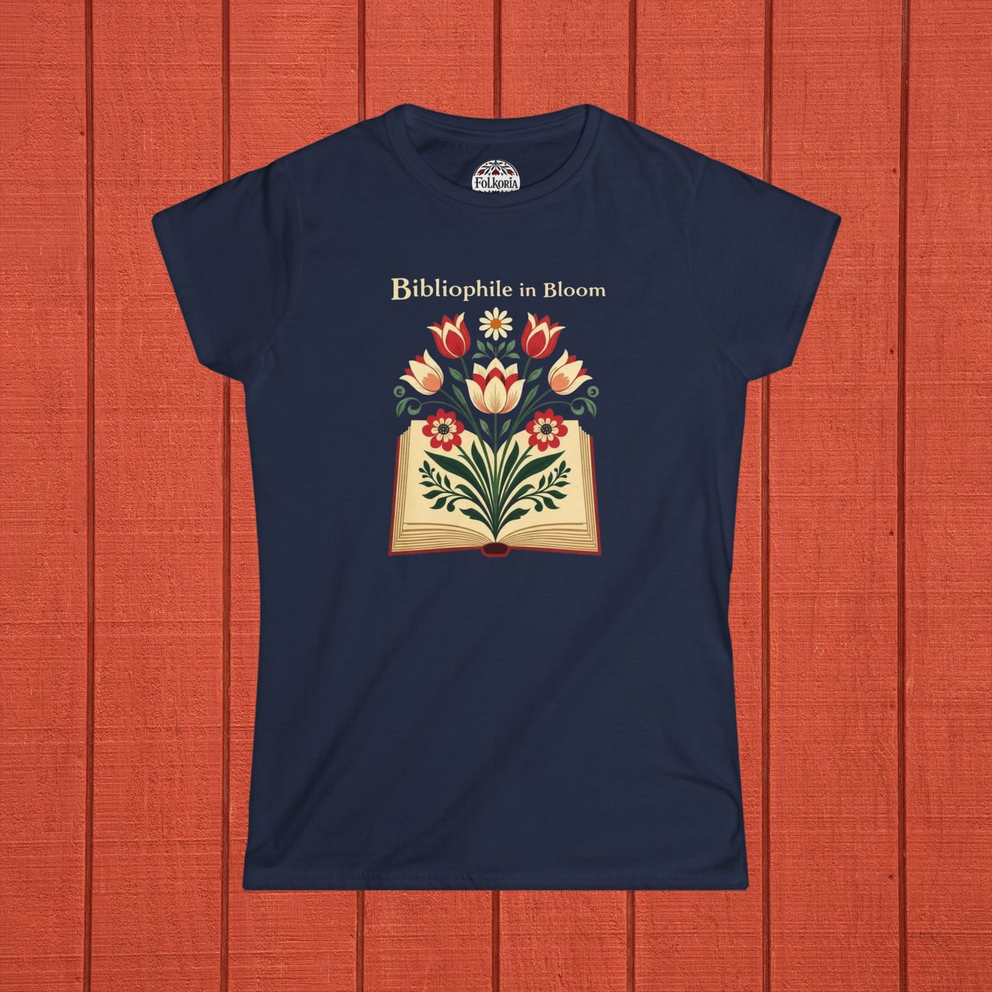 Bibliophile in Bloom Folk Art T-Shirt