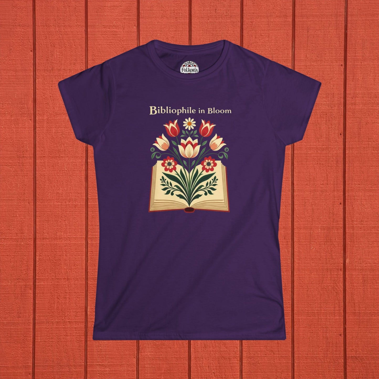 Bibliophile in Bloom Folk Art T-Shirt
