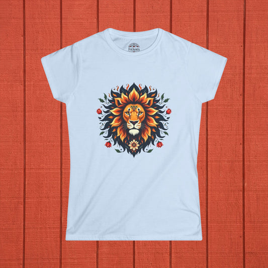Majestic Lion with Folk Sunburst Crown Folk Art Shirt