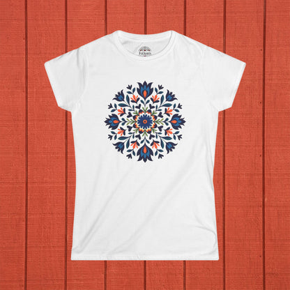 Floral Mandala Folk Art Women's Softstyle Tee