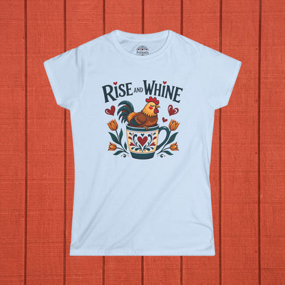 Rise and Whine Coffee Rooster Folk Art Shirt